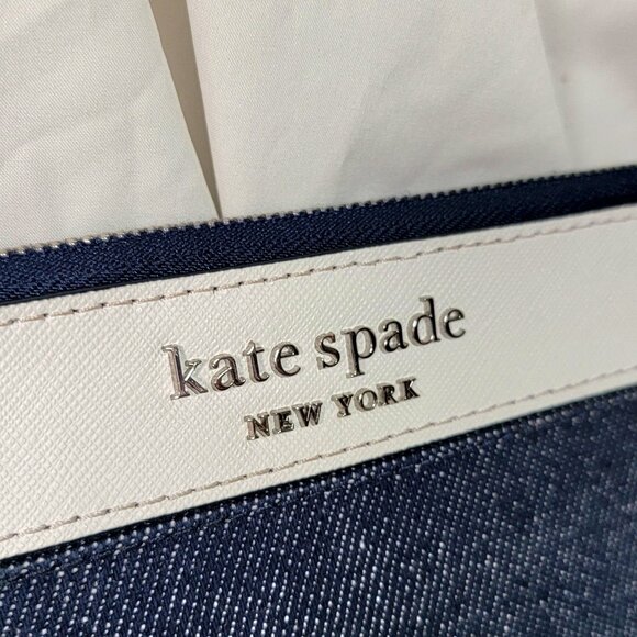 Kate Spade Cameron Denim Colorblock Medium L-Zip Wristlet, Retail: $75, NWOT - Picture 3 of 10